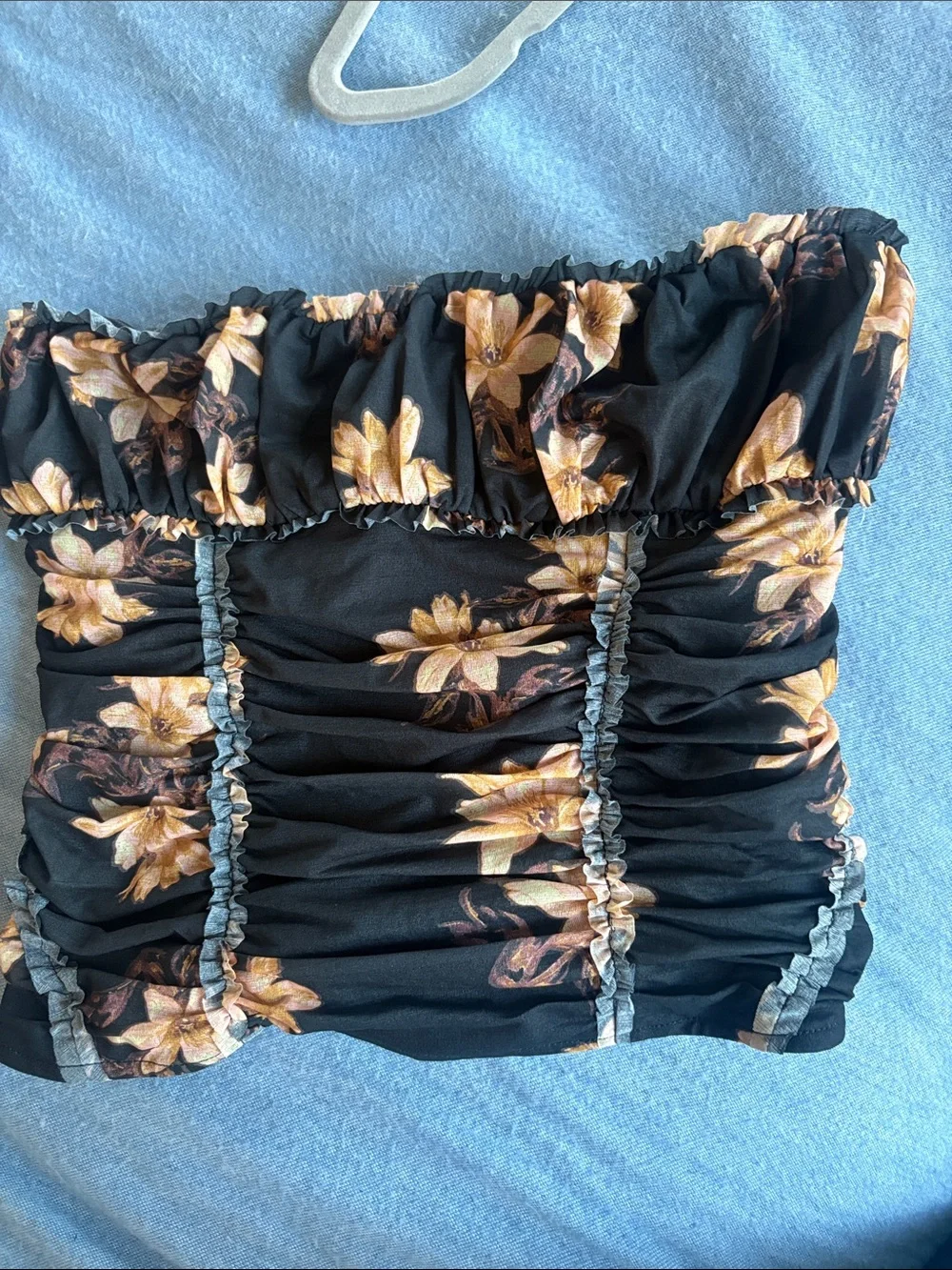 free people floral smocked strapless tube top size small nwot